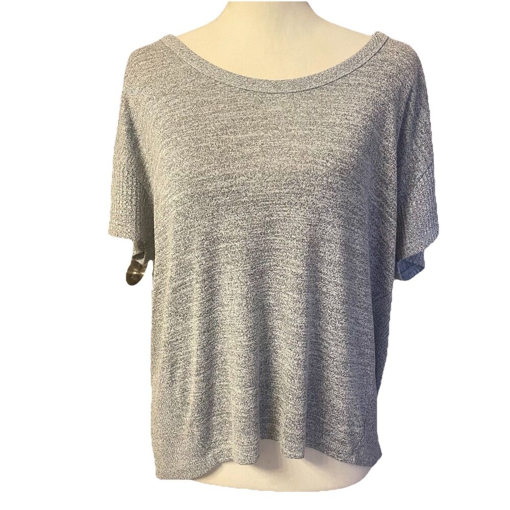 Rag & Bone Gray Marled Knit Boxy Tee Sweater L - Rayon Spandex Luxe Normcore
